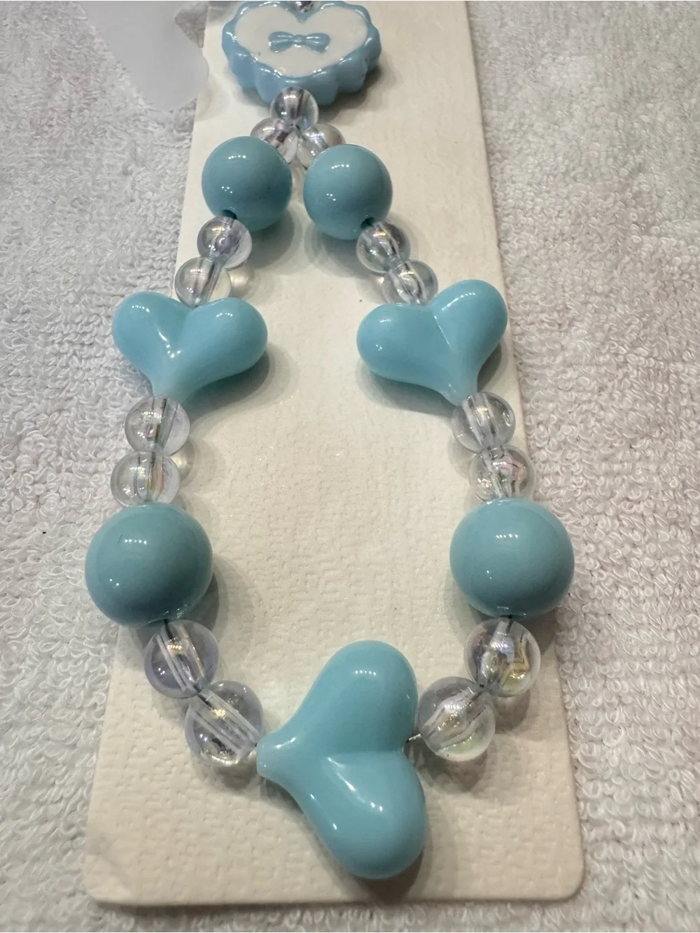 Blue Heart Bead Bracelet cell phone charm